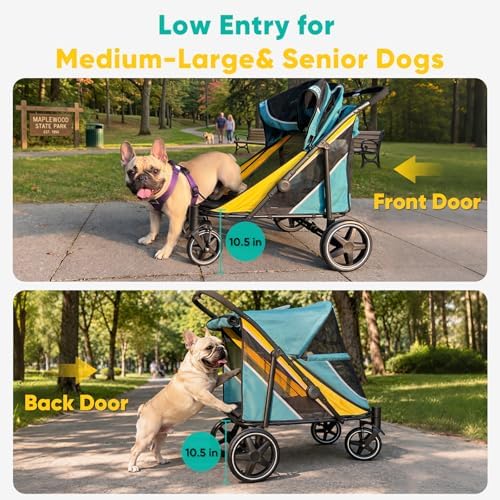Petbobi Dog Stroller for Large Medium Dogs up to 80 lbs, Dual Entry
