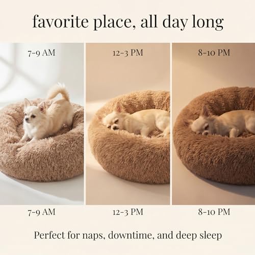 nononfish Round Dog Bed for Small Dogs,Calming Donut Plush Bed