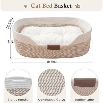 YOUDENOVA Cat Bed, Stimulicat Handwoven Cat Basket with Cushion