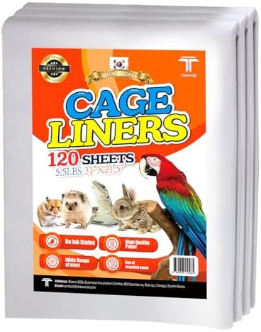 TORTO9 Cage Liner Sheets for Birds – 120 Pack, 31 x 21.5 in, 5.5 lb | Acid-Free & Non-Toxic Paper | Safe Pet Bedding, Craft Supply, Packing & Shipping Use