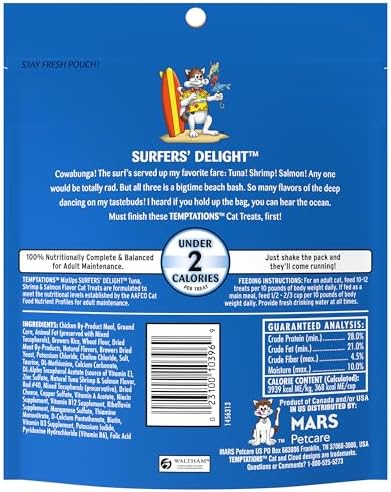 Temptations MixUps Crunchy Cat Treats, Surfer's Delight, 6.3 oz, 10 Pack
