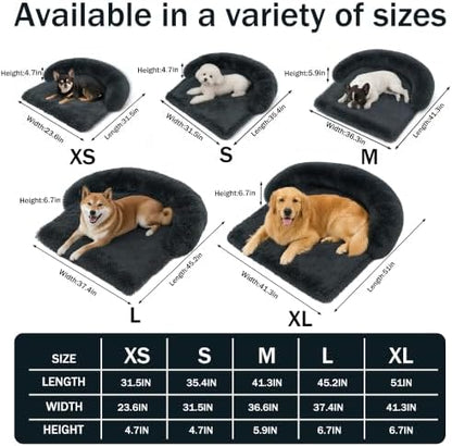 Calming Dog Bed for Couch, Thickened Plush Dog Mat with Raised Bolster