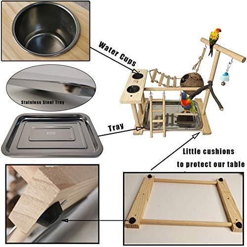 Hamiledyi Bird Playground Parakeet Play Stand Wooden Parrot Perch Gym