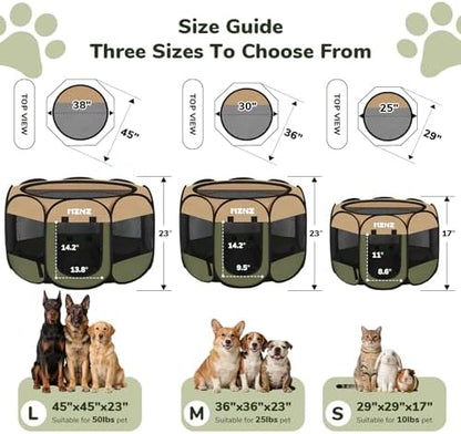 Dog Cat Small Animal Puppy Playpen Crate, Small, Olive Green