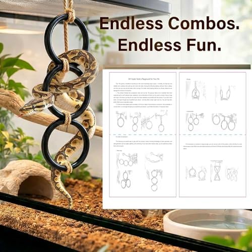 Horsmiyla 3-Ring DIY Snake Climbing Rings for Ball Python Tank Decor