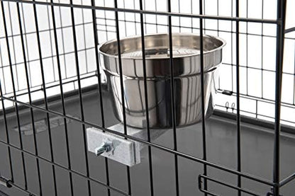Lixit® Stainless Steel Kennel Food or Water Bowl - Non Spill Hanging Removable Crate Bowls - Carrier Cage Dish for Dogs or Cats for Feeding and Drinking (Stainless Steel, 40 Ounce)