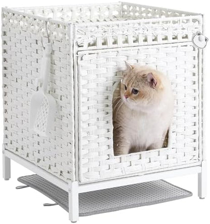 SETVSON Cat Litter Box Enclosure Hidden Litter Box Furniture, White