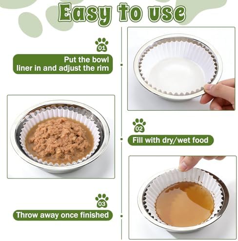 200 Pcs Pet Disposable Feeding Bowls Liner Bulk