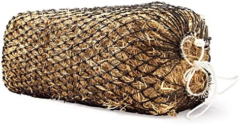 Bloomoak Slow Hay Net Feeder for Horses, Durable Soft Black PE 2/3 String Hay Bales Bags, Fit 36x18x18 to 47x25x17 Inches, Extends 50-64 Inches (2 1.6" Hole/1PC)