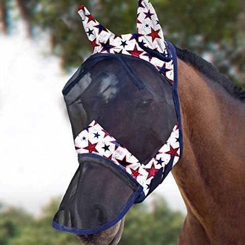 Harrison Howard LumiVista Horse Fly Mask Long Nose with Ears UV Protection for Horse Dream Star S Pony