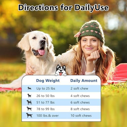 Dog Multivitamin Chews 150ct 40-in-1 Dog Vitamins and Supplements Chewable Contain Probiotics Omega-3 Glucosamine, Multivitamin for Dogs Skin Coat Heart Joint Liver Brain Eyes Immune Support