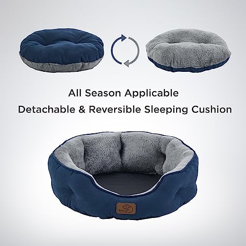 Bedsure Small Dog Bed Washable,Round Cat Beds for Indoor Cats,20in Navy
