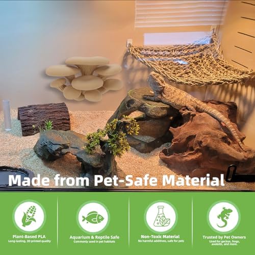 Westant Mushroom Decor for Reptile Tank, Pet-Safe (Almond, Cluster Cap)