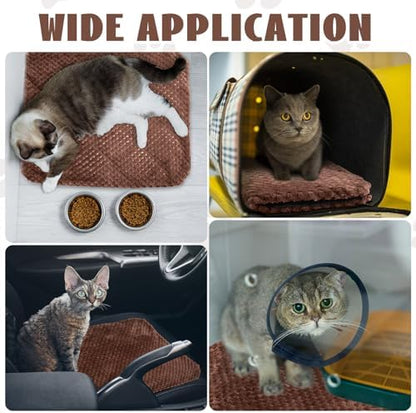 Drydiet 4 Pcs Self Heating Cat Pad Self Warming Cat Bed Dog Heating Pad Washable Thermal Pet Mat for Indoor Outdoor Pet 16 x 20 Inch Removable Non Slip(Coffee)