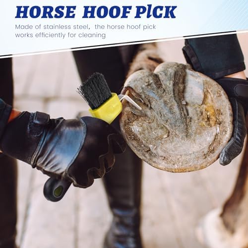 Zhehao 20 Pieces Horse Hoof Pick Brush with Soft Rubber Handle Portable Hoof Pick with Brush, Random Colors