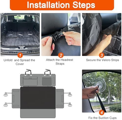 Reliadura SUV Cargo Liner for Dogs, Waterproof Pet Trunk Cover with Bumper Flap Protector, Non-Slip Scratchproof, Non-Slip Dog Seat Mat for SUVs, Large Size Cargo Liner Universal Fit Black