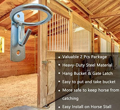 Horse Feed Bucket Hook,Water Bucket Holder Hanger for Horse Stall/Stable Supplies (2 Pack)