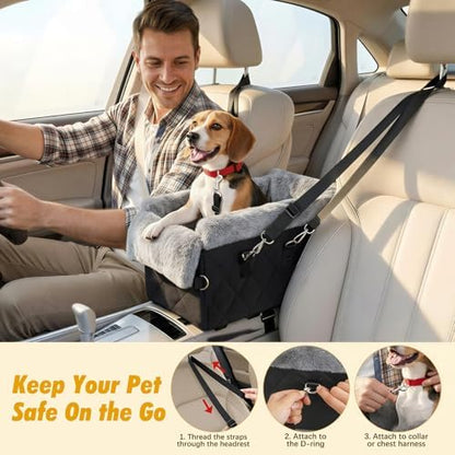 VavoPaw Center Console Dog Car Seat for Small Dogs&Cats Under 12 LBS