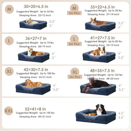EHEYCIGA Orthopedic Dog Bed for Medium Dog, Memory Foam Dog Couch, Navy