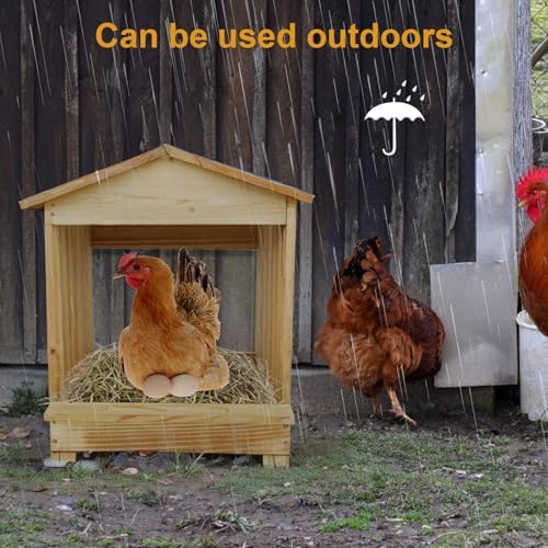 Chicken Nesting Box 2 Compartments - Wall Mount Wooden Egg Laying Nest Box for Chicken Coop, Easy to Assemble & Versatile Use for Hens, Ducks, Chickens