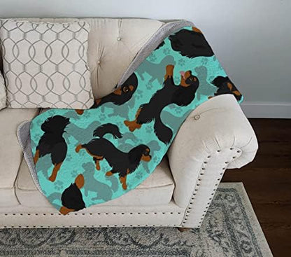 Caroline's Treasures MLM1038LQB Black and Tan Cavalier King Charles Spaniel Quilted Blanket 50x60 Artwork Pattern Quilted Throw Blanket for Bed, Couch, Sofa, Soft and Lightweight
