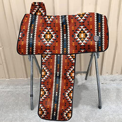 Harrison Howard Sturdy Waterproof Western Saddle Cover with Stylish Prints that Stand Out Keep Your Saddle in Pristine Condition Perfect for Showing or Riding Events-Classic Indian Red