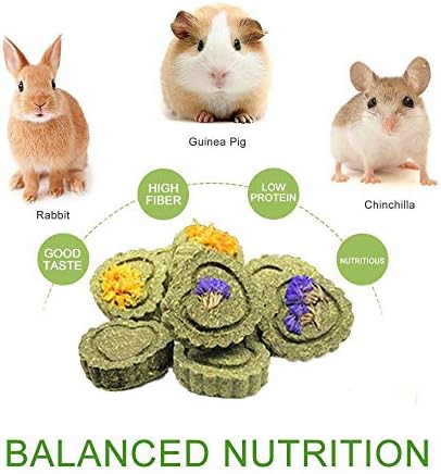 Bunny Chew Toys for Teeth, Natural Pet Chew Toy Hand Made Timothy Hay Cakes for Chinchilla Guinea Pig Hamsters Holland Lop Prairie Dogs Squirrels Gerbils Rabbit Chewing & Molar Teeth, 9.5oz