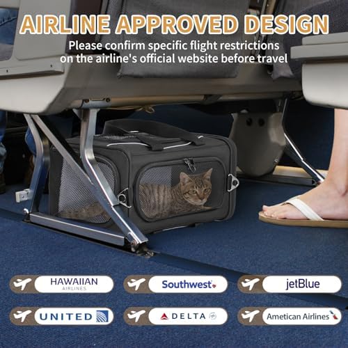 Petsfit Airline Cat Carrier for Small Cats, Two-Way Placement, Up to 9 lb