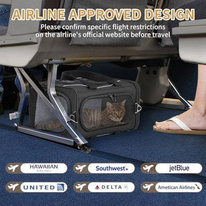 Petsfit Airline Cat Carrier for Small Cats, Two-Way Placement, Up to 9 lb
