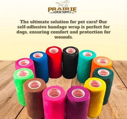 3 Inch Self Adhesive Bandage Wrap - Self-Sticking Vet Wrap - Brown, 24 Pack
