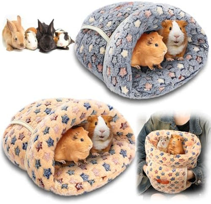 Wenqik 2 Pcs Guinea Pig Fleece Hideouts, Blue, Khaki, Star