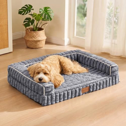 Orthopedic Large Dog Bed Furry Pet Bed, Washable Cover 42''X28''