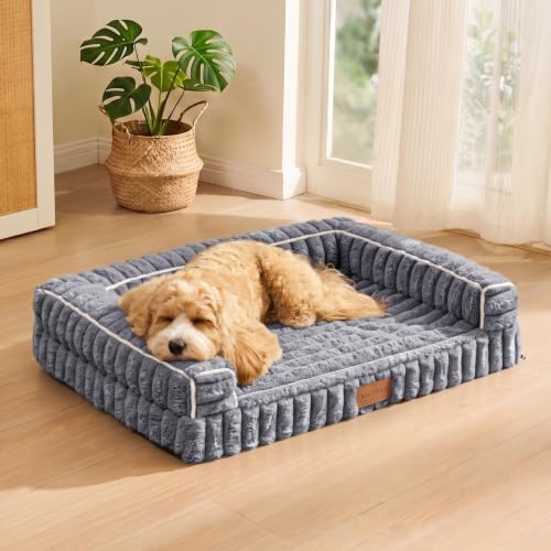 Orthopedic Medium Dog Bed Furry Pet Bed, Washable Cover 30''X20''