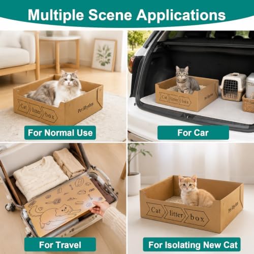 Disposable Cat Litter Box for Big Cats (20''x16''x6'')