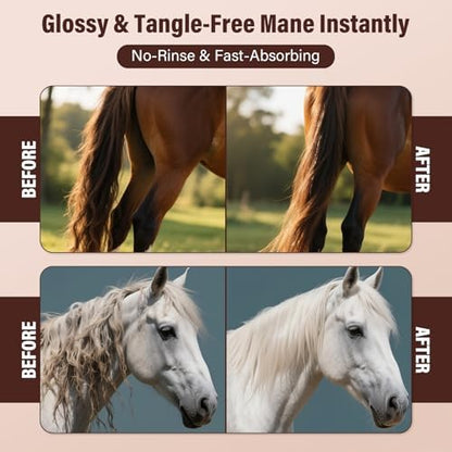 Equine Essential Oil Spray – Olive & Jojoba Blend for Silky Mane & Tail | Smooths, Detangles & Adds Natural Shine | for Horses & Dogs, 3.38 oz