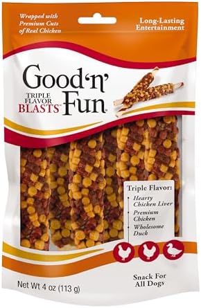 GOOD 'N' FUN Blasts Long-Lasting Dog Treat Made with Real Protein, 4 oz