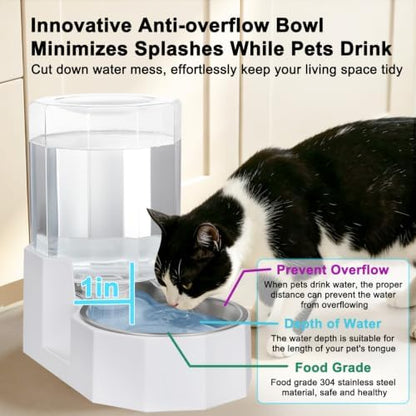 Sfozstra 4L Stainless Steel Gravity Water Dispenser:Cat Bowl