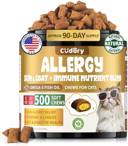 Cat Allergy Relief Chews for Cats with Probiotics, 500 Crunchy Treats