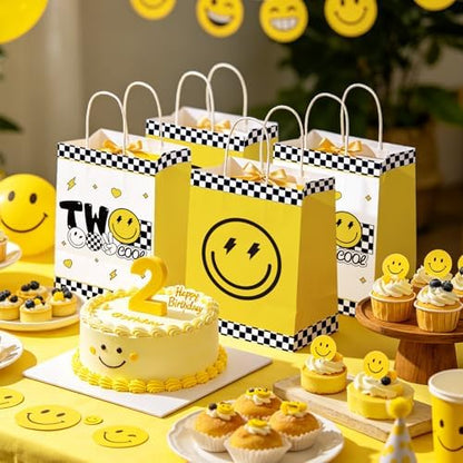 Greencian 16Pcs Two Cool Birthday Party Favor Bags Smile Face Goodie Bags