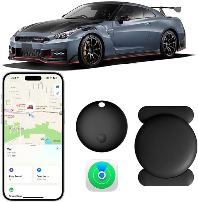 Mini GPS Tracker for Vehicles, No Month Fees, Bluetooth Tracker Tag | Magnetic Tracker for Car, IP67 Waterproof, 12 Months Battery Life, No Subscription, Tracking Tag for Cars Bikes Luggage
