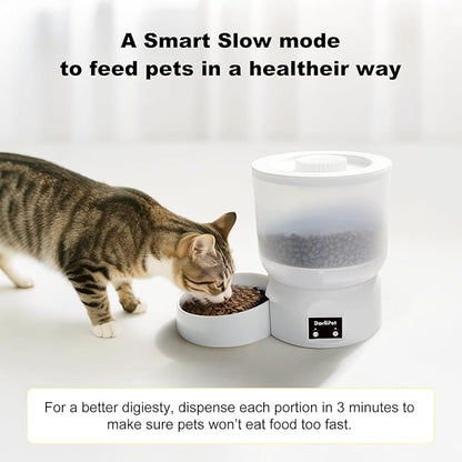 Automatic Cat Feeder with 270-Day Battery Life, Rechargeable Auto Cat Feeder with Slow Feed Mode & Very Quiet Dispensing, 2.5L App Controlled Small cat Food Dispenser for Cats & Small Dogs