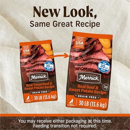 Merrick Grain Free Premium Beef Sweet Potoato Dry Adult Dog Food 30lb Bag