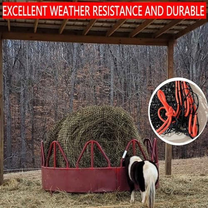 6 * 6ft Completely Upgraded Bolded Round Bale Hay Net for Horses&Livestock, Large Heavy Duty Round Bale Hay Net, 12-Strand Knotless Slow Feeder Hay Net with 2.2inches Holes