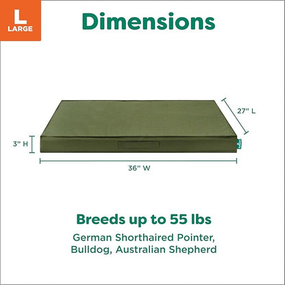 FurHaven Cooling Dog Bed – Large Foam Mattress for Joint Pain Relief, Waterproof Liner, Removable Washable Cover, Durable for Outdoor Use, Deluxe Grid Indoor/Outdoor Bed – Green, Large
