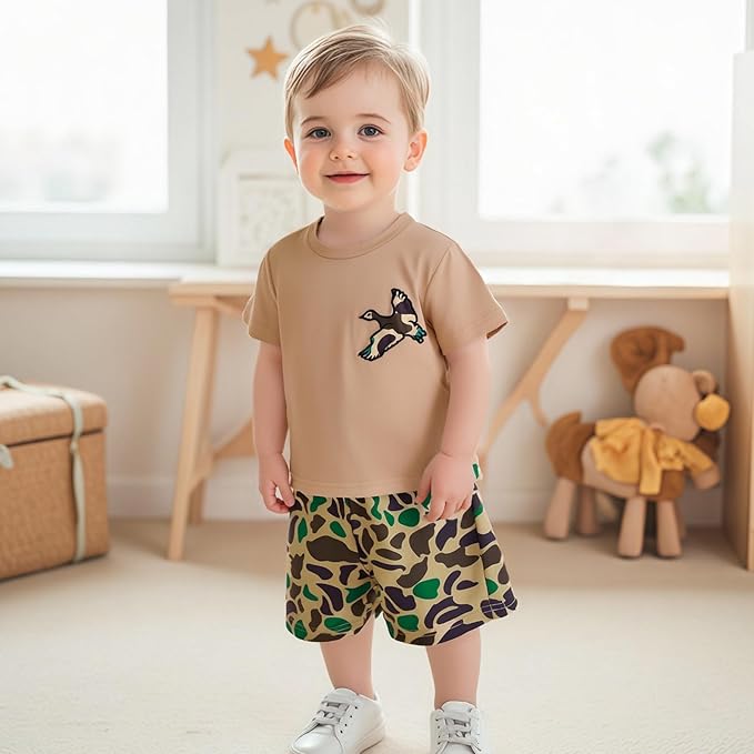 Toddler Baby Boy Clothes 6 12 18 24 Months Summer Outfit Short Sleeve T-Shirt Tops Camo Shorts Set 2T 3T 4T