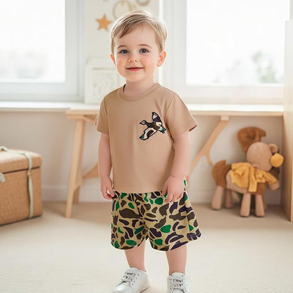Toddler Baby Boy Clothes 6 12 18 24 Months Summer Outfit Short Sleeve T-Shirt Tops Camo Shorts Set 2T 3T 4T