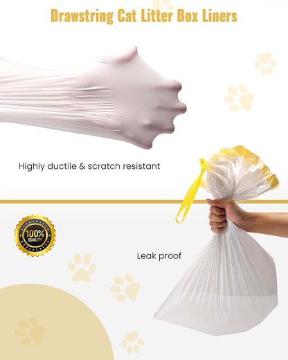 KONE Cat Litter Box Liners, 30 Count Jumbo Extra Durable Large Drawstring Kitty Litter Pan Bags Cat Waste Litter Bags Pet Cat Supplies 36" x 18"