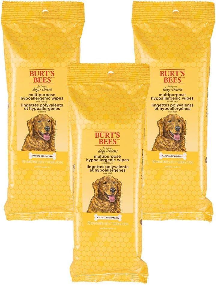 Burts Bees for Pets Honey Multipurpose Dog Grooming Wipes, 50 Count, 3-Pack