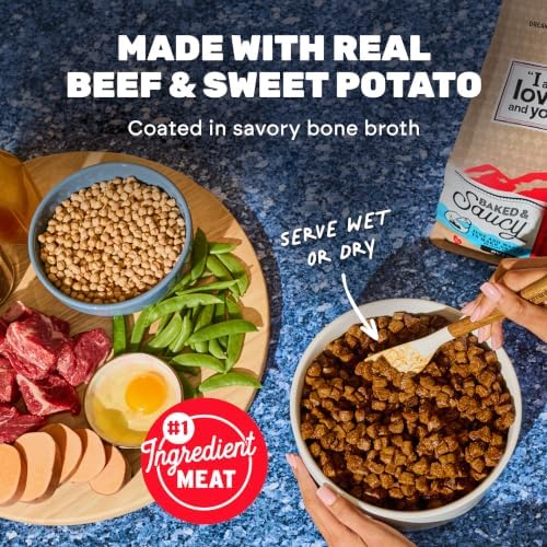 I and Love and You Baked and Saucy Dry Dog Food - Beef + Sweet Potato - Prebiotic + Probiotic, Real Meat, Grain Free, No Fillers, 4lb Bag