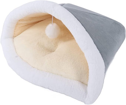 Cat Sleeping Bag Semi Closed Plush Soft, Mint Green, 15.7x20.5 Inch - Washable, Multifunctional Pet Bed, Ideal for Indoor Cats and Puppies (Cat Litter-Gentleman Gray)